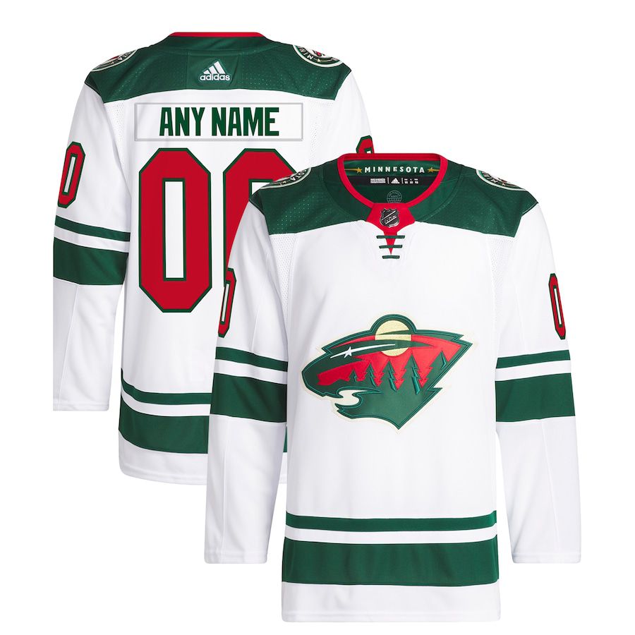 Men Minnesota Wild adidas White Away Custom Primegreen Authentic Pro JNHL ersey->minnesota wild->NHL Jersey